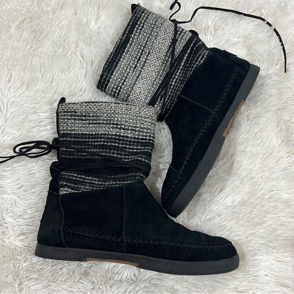 Toms Nepal suede leather knit and sherpa lined boots woman’s 7.5 - Picture 3 of 10
